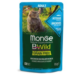 Monge BWILD GRAIN FREE ADULT ANCHOVY POUCH